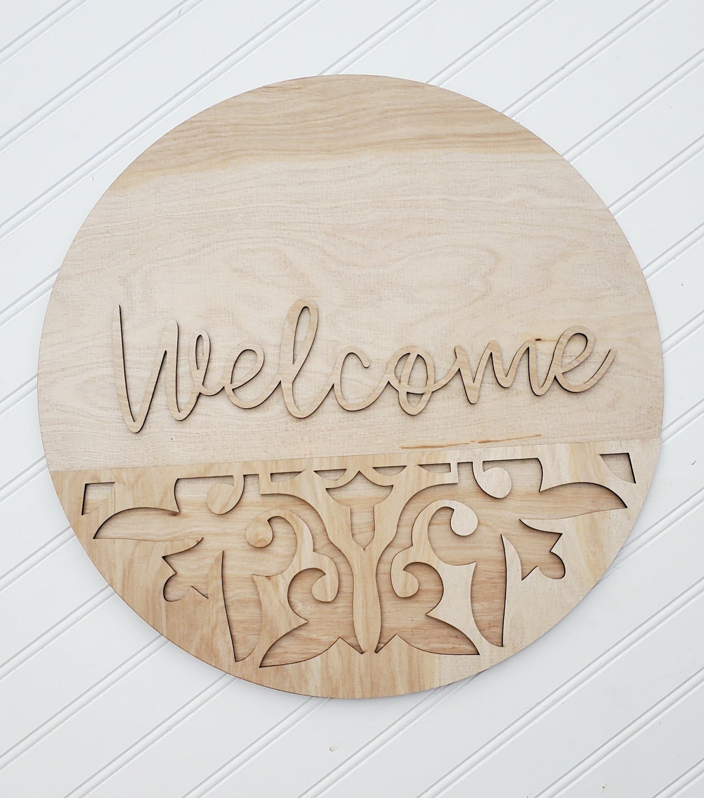 Paint Kit - Welcome Ornate Blank Sign 14, 16 and 18 Inches Raw Maple