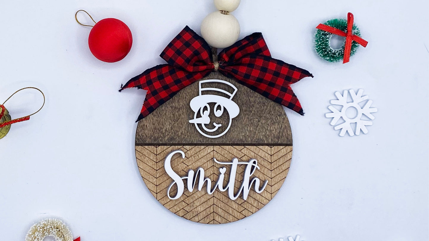 Monogram Elegant Letter Christmas Ornament / shiplap ornament/farmhouse ornament