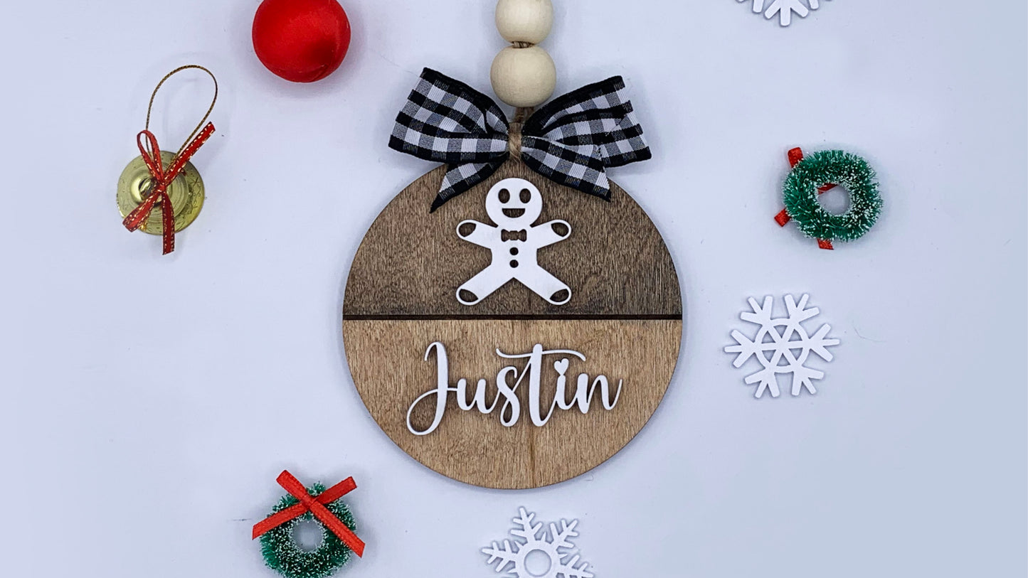 Monogram Elegant Letter Christmas Ornament / shiplap ornament/farmhouse ornament