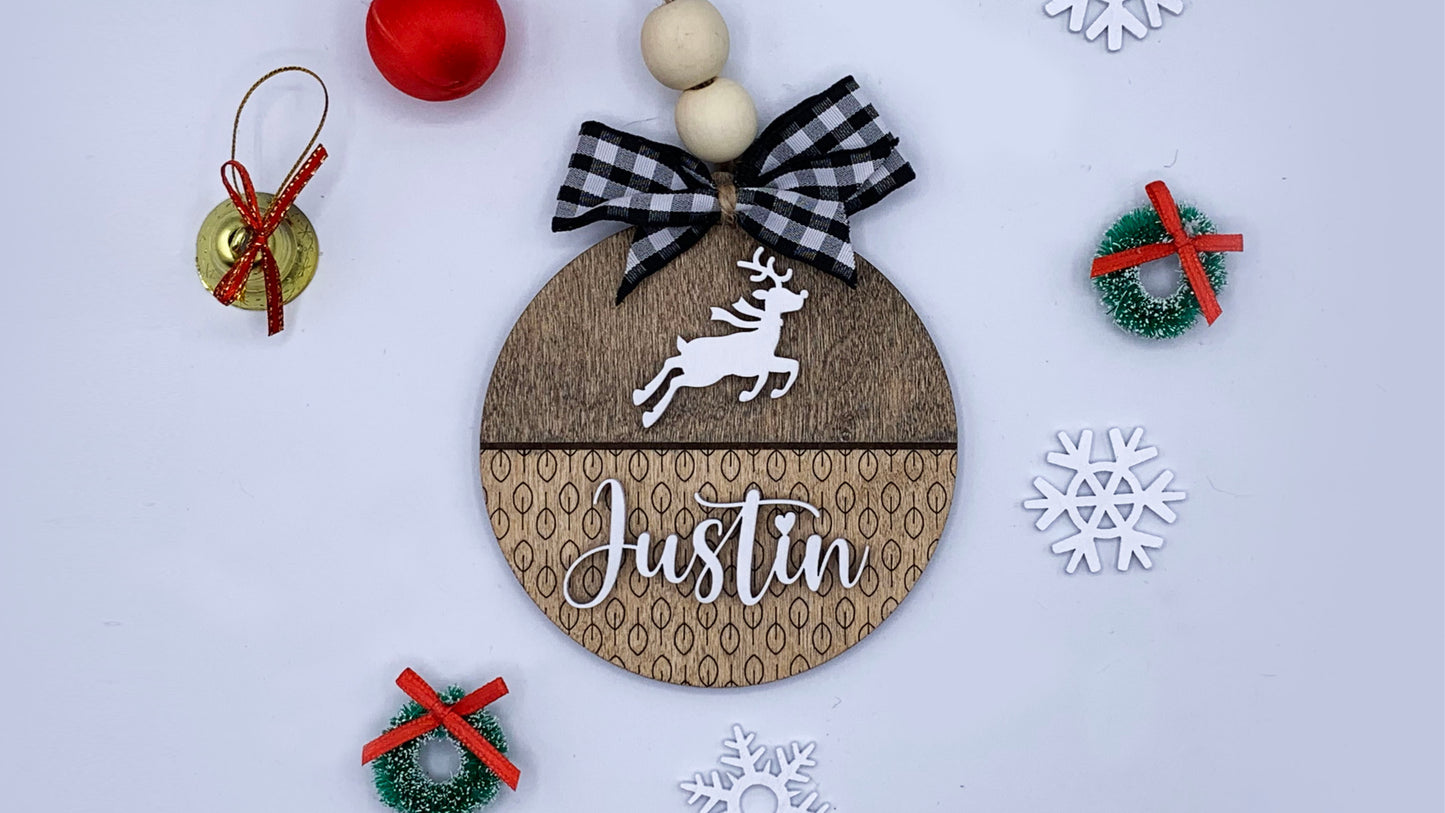 Monogram Elegant Letter Christmas Ornament / shiplap ornament/farmhouse ornament