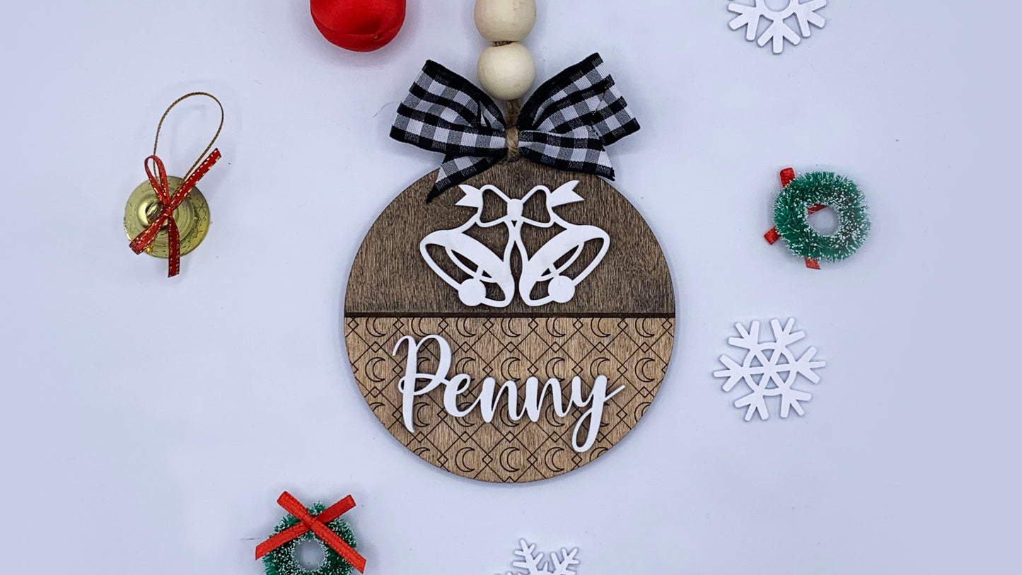 Monogram Elegant Letter Christmas Ornament / shiplap ornament/farmhouse ornament