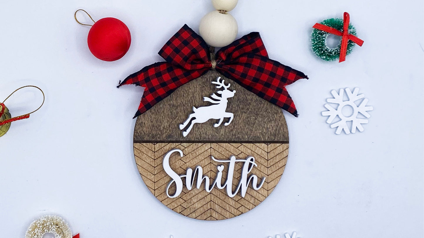 Monogram Elegant Letter Christmas Ornament / shiplap ornament/farmhouse ornament