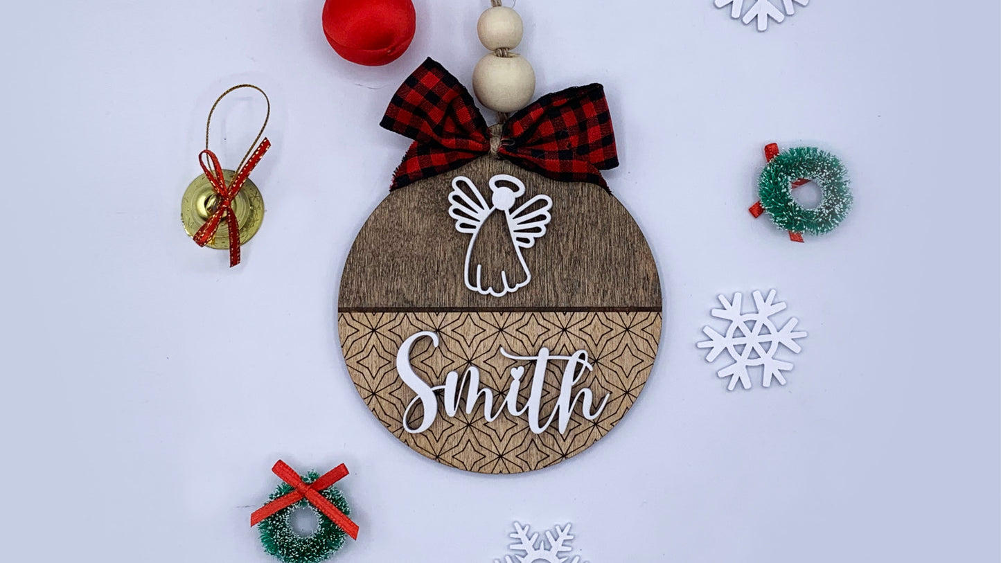 Monogram Elegant Letter Christmas Ornament / shiplap ornament/farmhouse ornament
