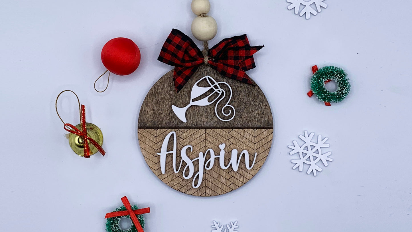Monogram Elegant Letter Christmas Ornament / shiplap ornament/farmhouse ornament
