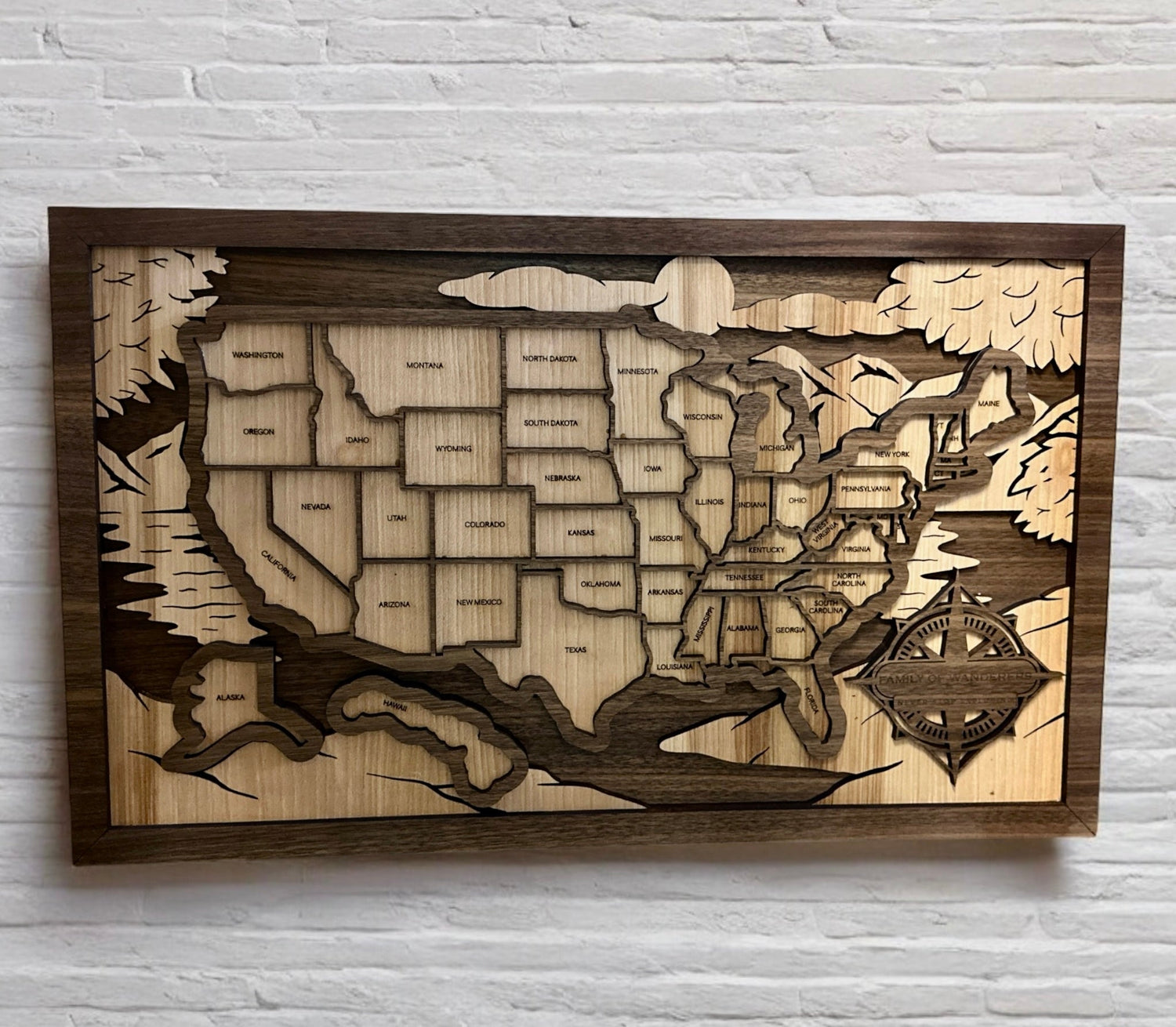 Wooden World Travel Map