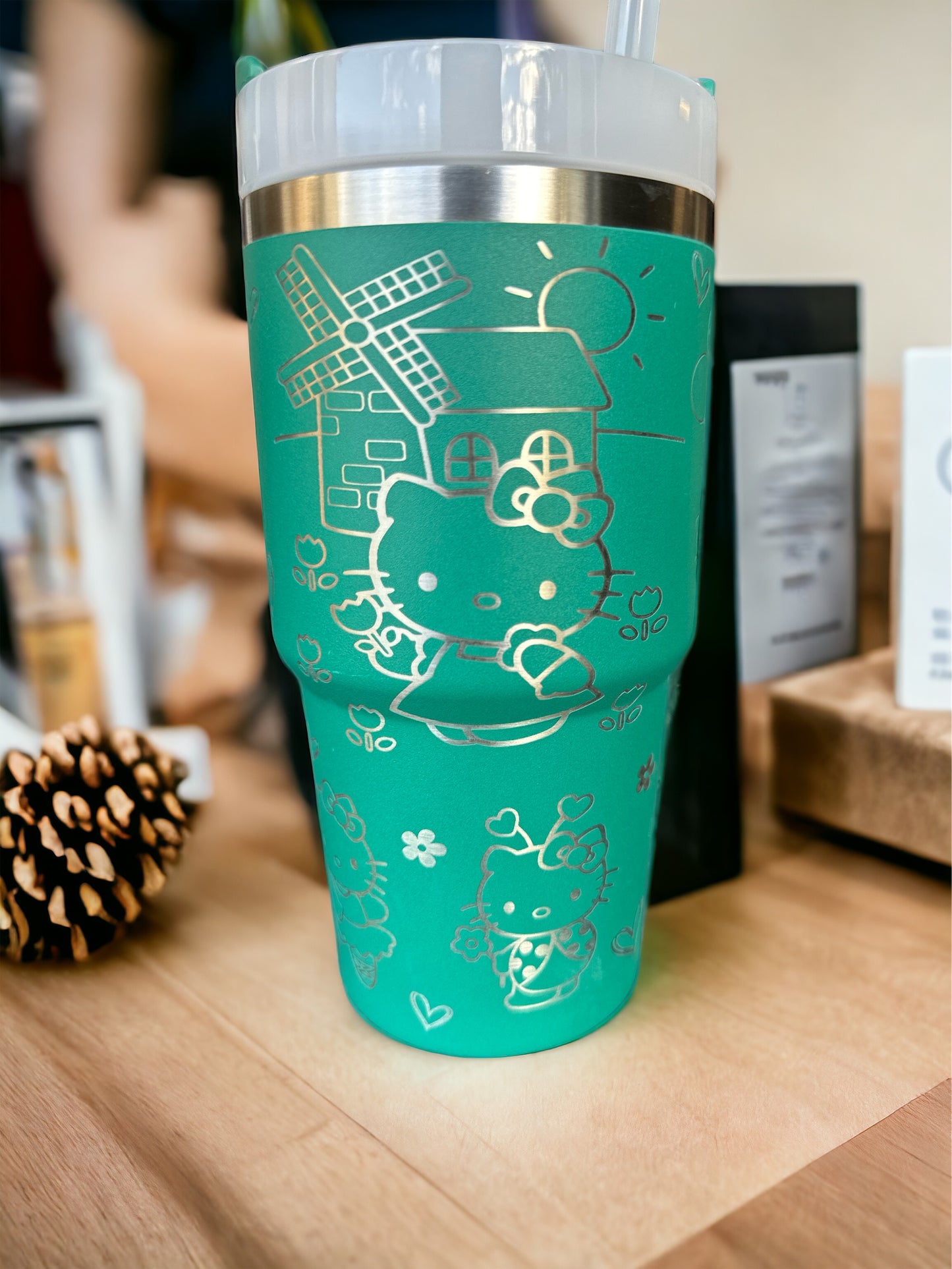 Hearts and Kitties Themed Custom Engraved 20 oz Tumblers