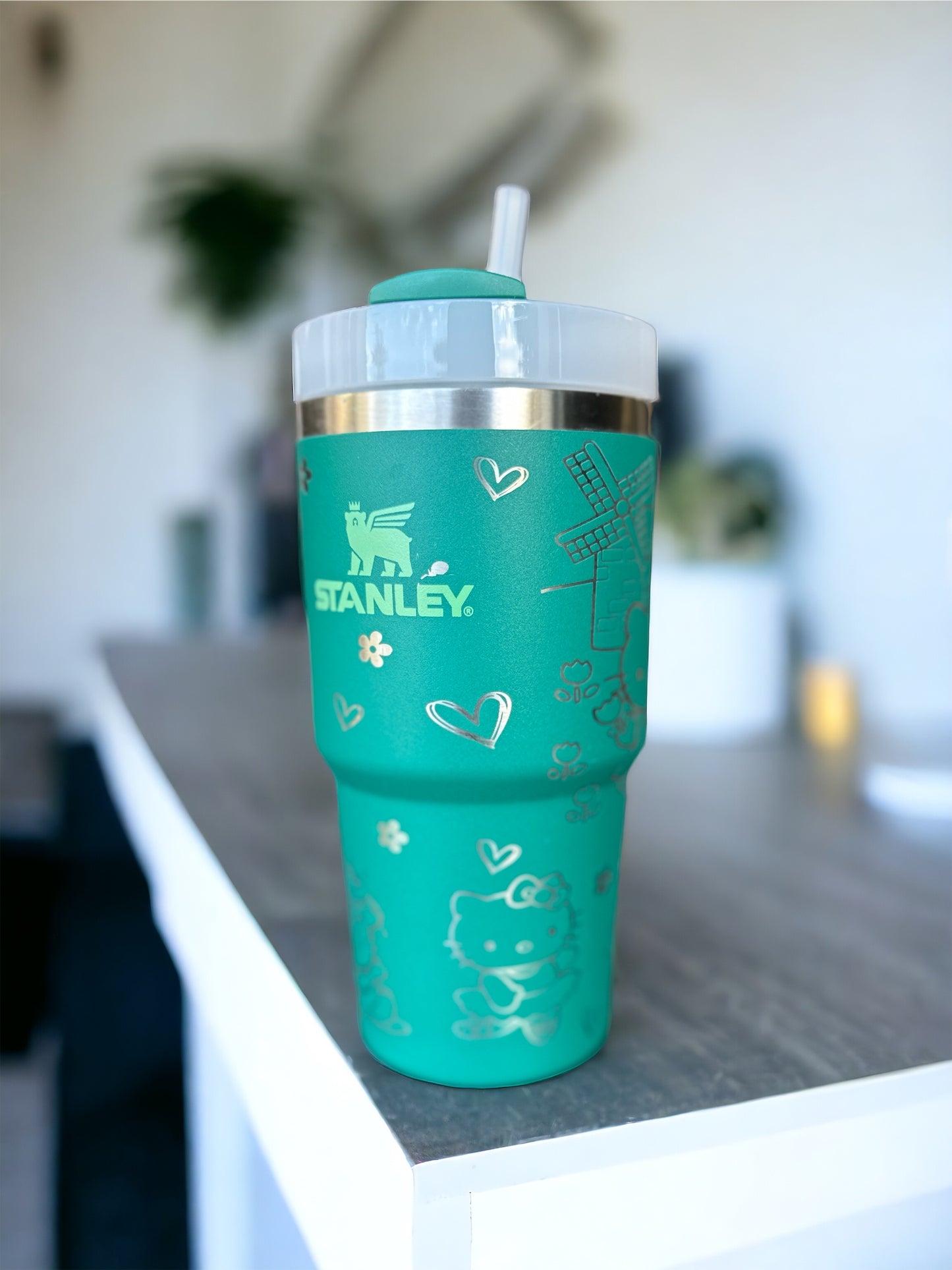 Hearts and Kitties Themed Custom Engraved 20 oz Tumblers