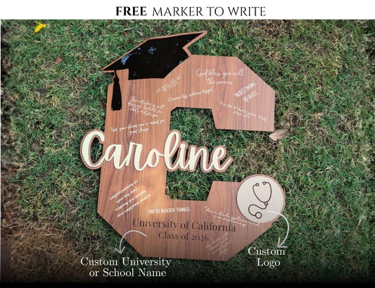 Monogram Cap Graduation Sign