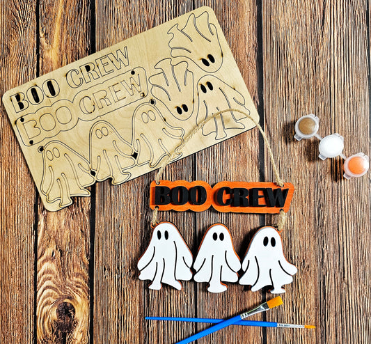 Halloween DIY Paint Kits / Boo Crew / Family Arts and Craft / Buildable Paint Kit for Kids / Wood Blank / Kids Paint Kits / DIY Paint Kit / Ghost/Wood Blanks