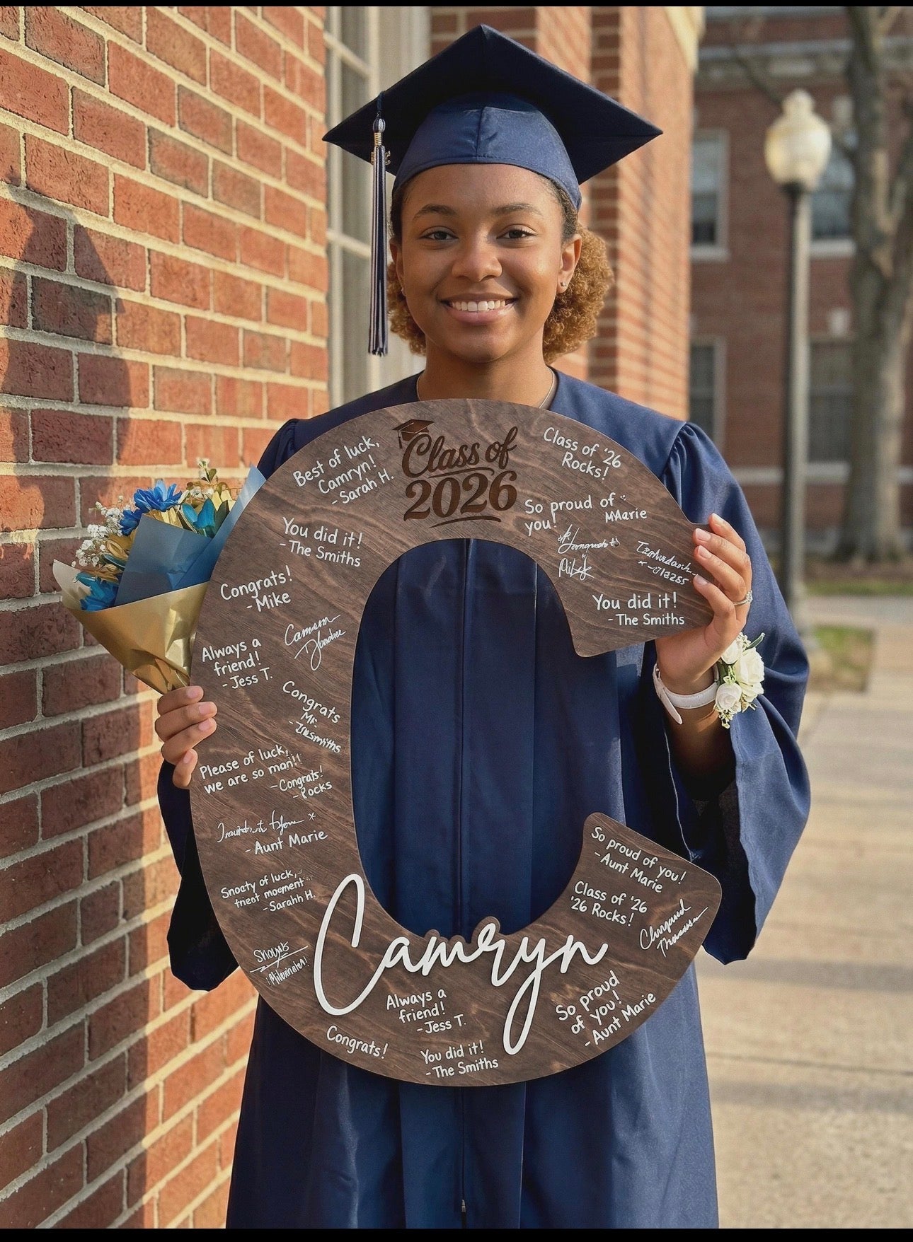 Monogram Cap Graduation Sign