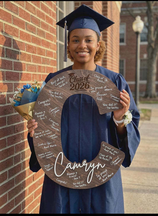 Monogram Cap Graduation Sign