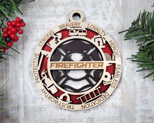Firefigher First Responders Christmas Ornament Double Layer / Personalized Ornament