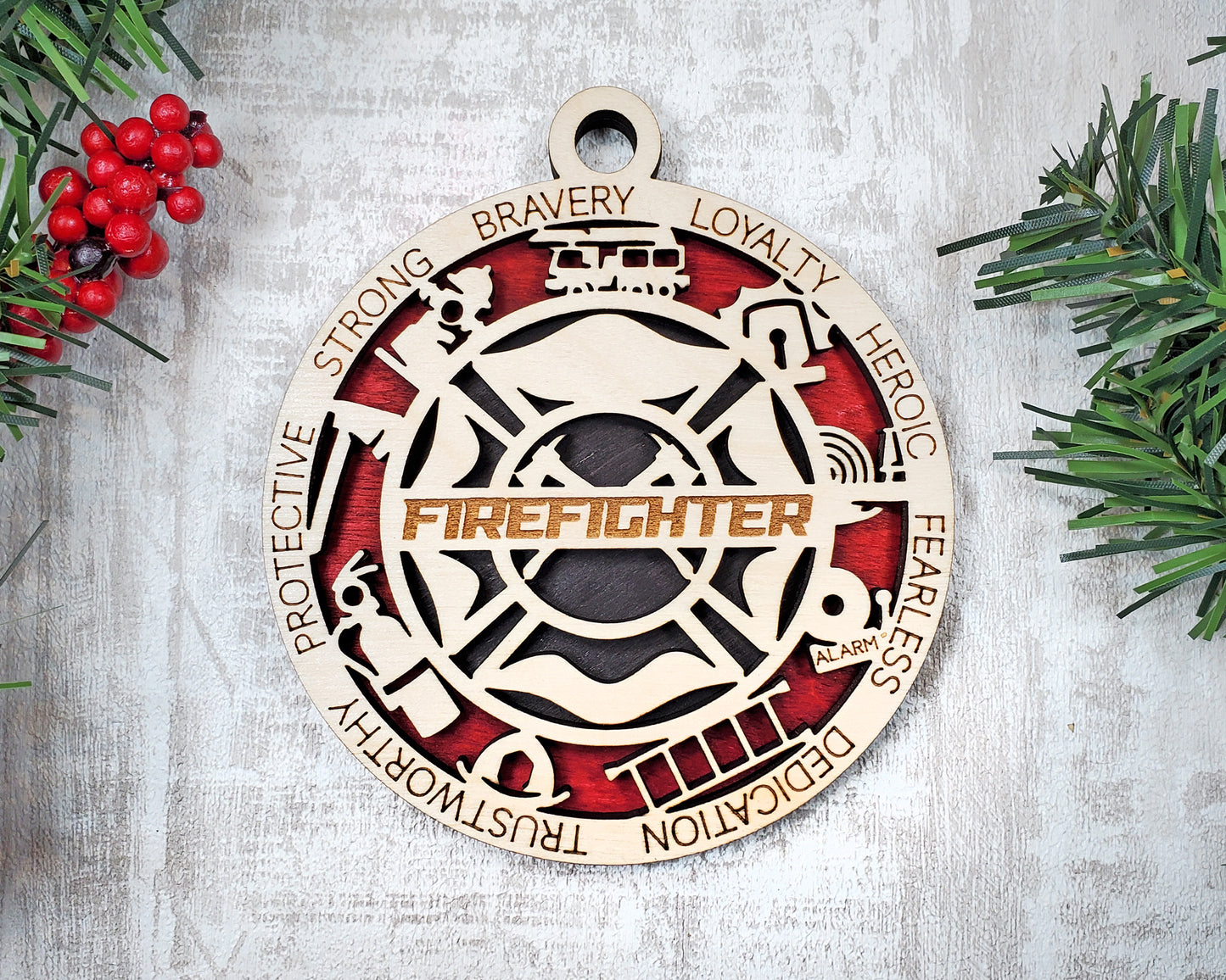 Firefigher First Responders Christmas Ornament Double Layer / Personalized Ornament