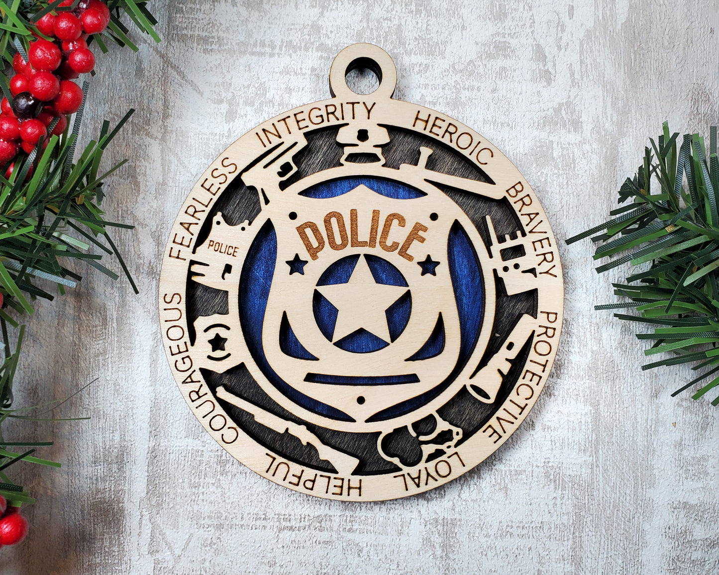 Police First Responders Christmas Ornament Double Layer