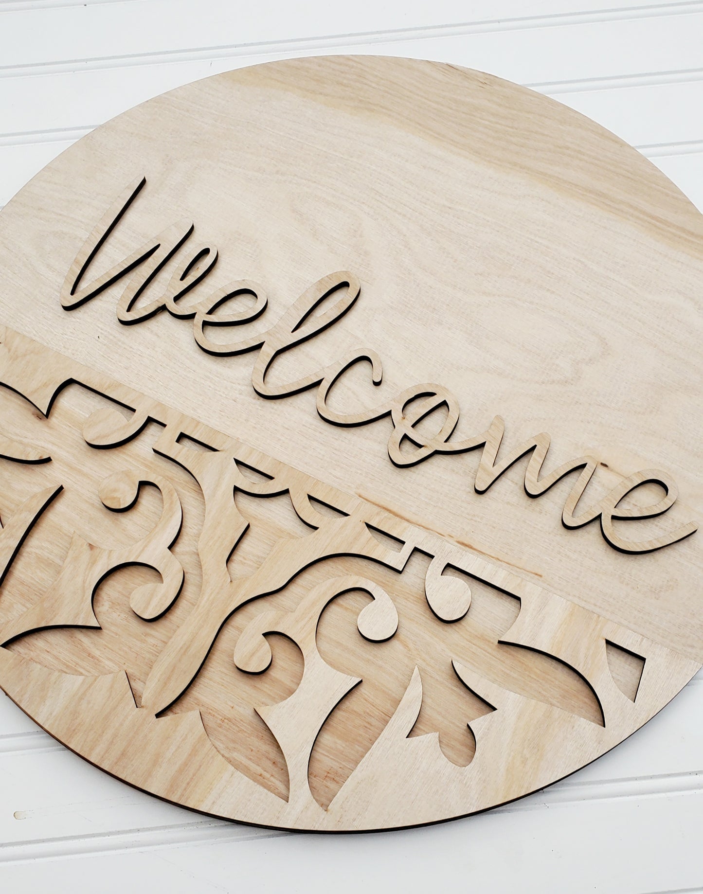 Welcome Ornate Blank Sign 14, 16 and 18 Inches Raw Maple - Not Painted