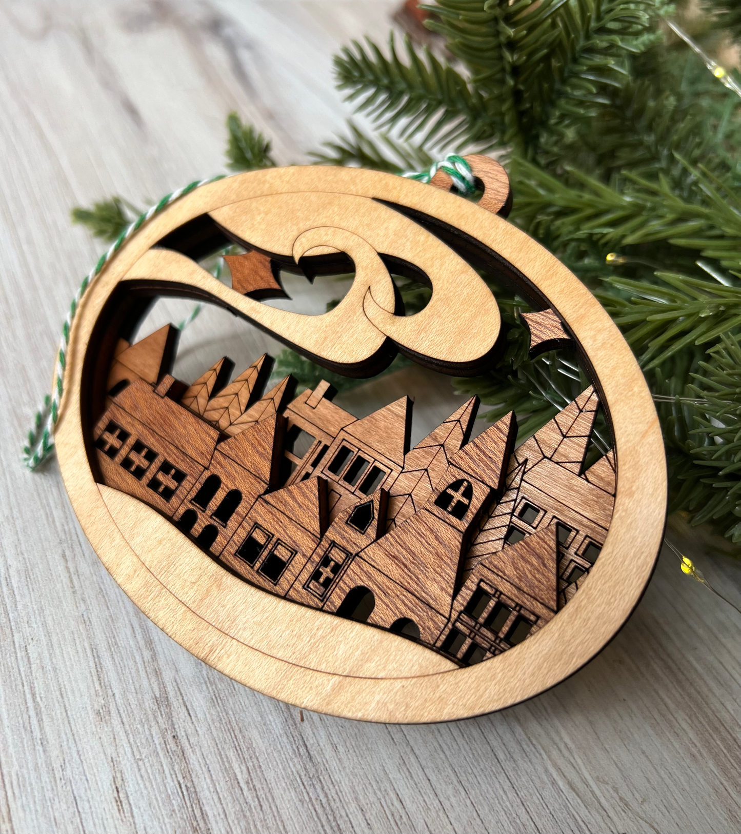 Village Themed Wooden Christmas Ornament / Christmas ornament / wooden ornament/ Christmas Village